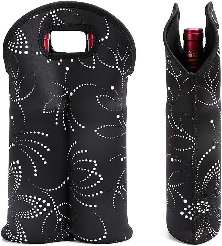 Practical insulated two-bottle carrier, protects wine on the go, a must-have travel accessory.