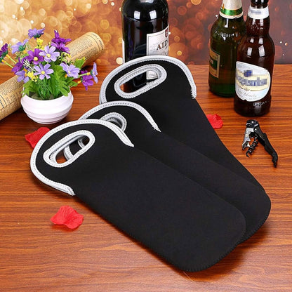 Durable unisex wine holder for two bottles, insulated neoprene, ideal for all seasons.