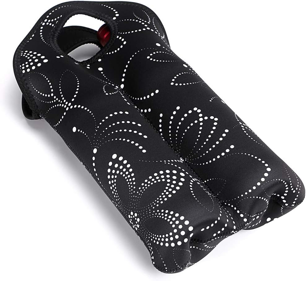 Gift-ready insulated wine carrier, fits two bottles, stylish and practical for any recipient.