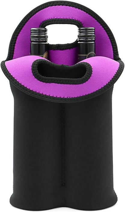 Essential insulated wine carrier bag, securely holds two bottles for any picnic or trip.