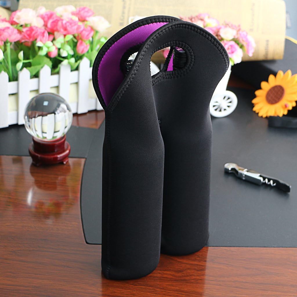 Portable insulated wine tote bag, designed for two bottles, essential picnic & travel gear.