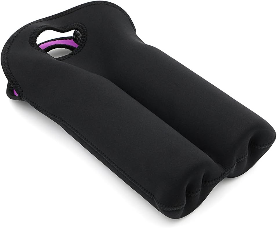 Modern two-bottle wine cooler, insulated neoprene carrier, great for picnics & gifting.