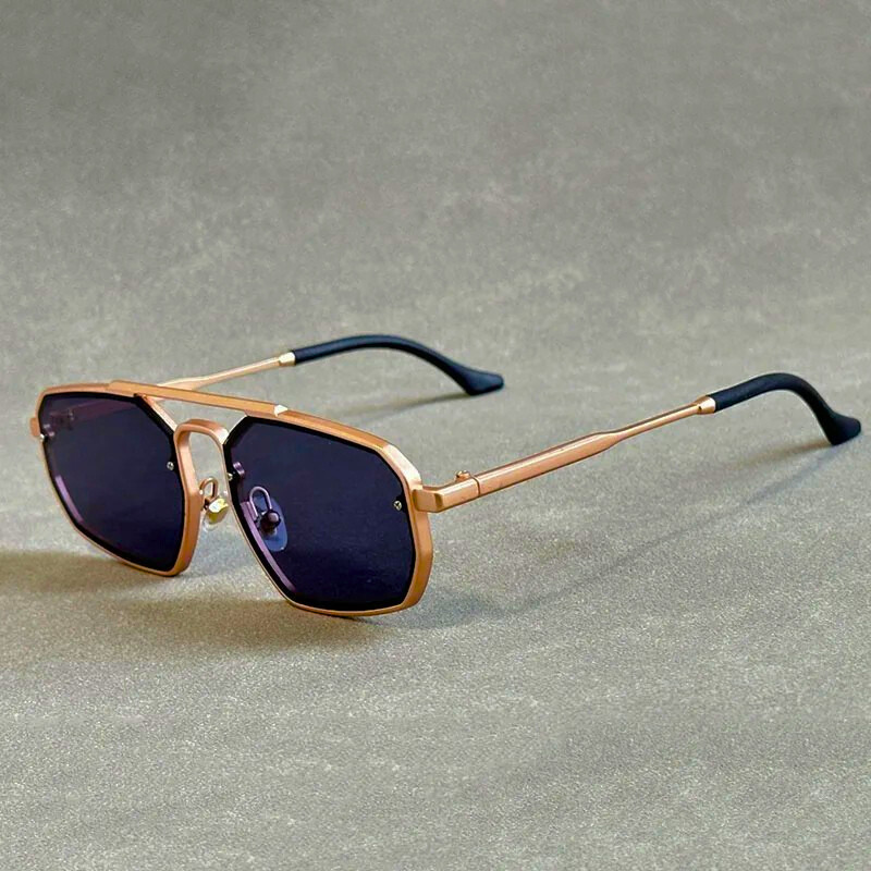 Modern geometric aviator sunglasses, unisex design, offering UV protection for stylish eye protection.