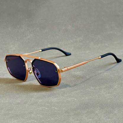 Modern geometric aviator sunglasses, unisex design, offering UV protection for stylish eye protection.