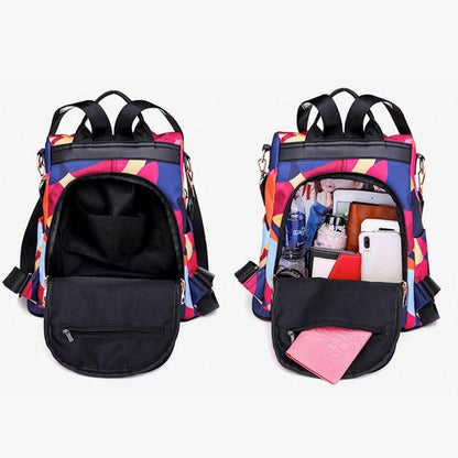 Secure anti-theft women's backpack, water-resistant for travel, featuring hidden zippers & multi-compartment storage.