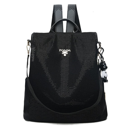 Multi-pocket women's anti-theft backpack interior with organized compartments for daily essentials.