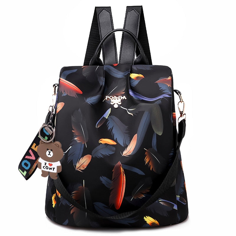 Spacious women's anti-theft backpack, a versatile water-resistant travel daypack with secure design.