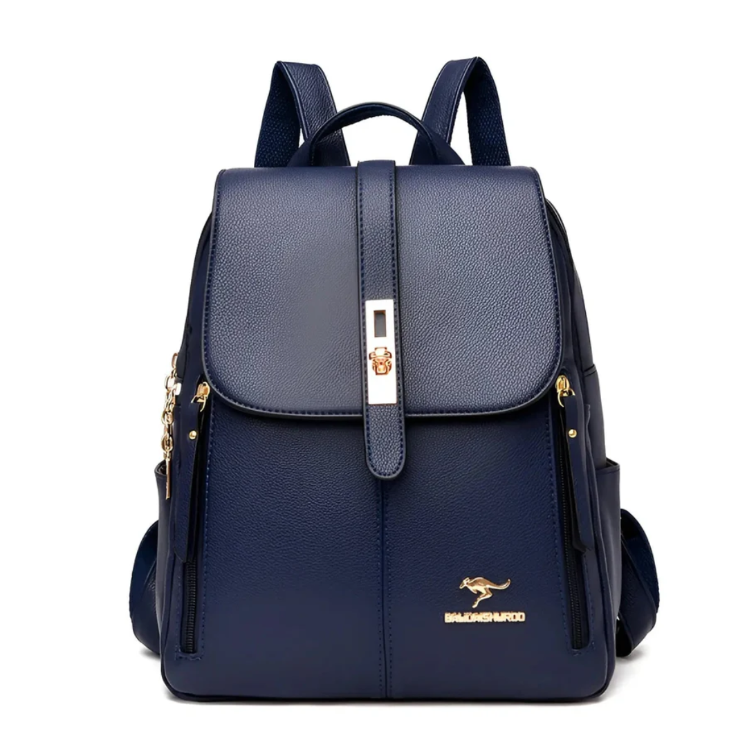 Premium blue ladies functional backpack, ideal for travel, work, or as a chic everyday bag. High-quality design.