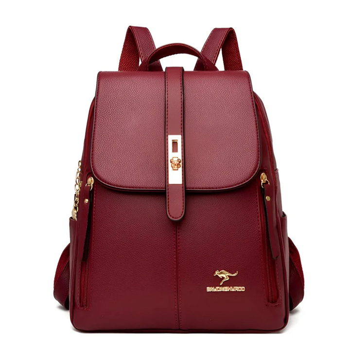 Elegant red women's fashion backpack, a versatile accessory for any outfit. High-quality and practical.