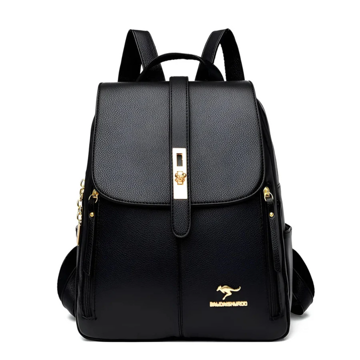 White stylish women's backpack, featuring multiple compartments for organized storage and daily use.