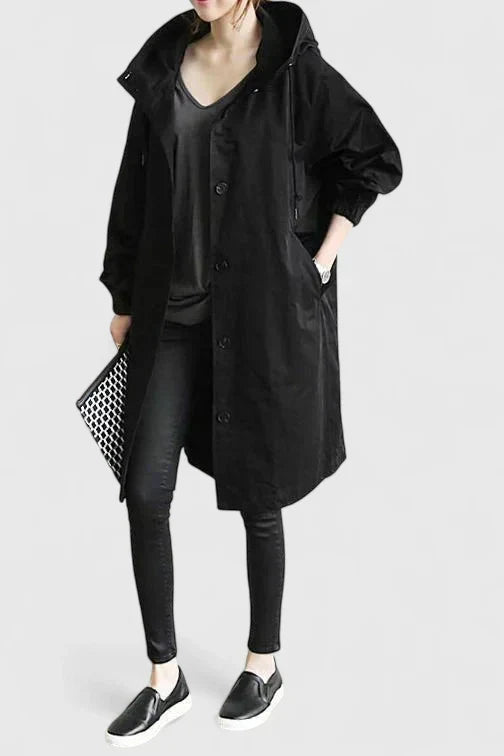 Comfortable women's long sleeve coat, stylish everyday design for casual outerwear. Perfect for fall.