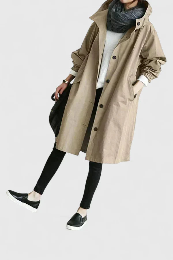 Long sleeve women's fall fashion coat, comfortable winter jacket. Stylish everyday weather-resistant outerwear.