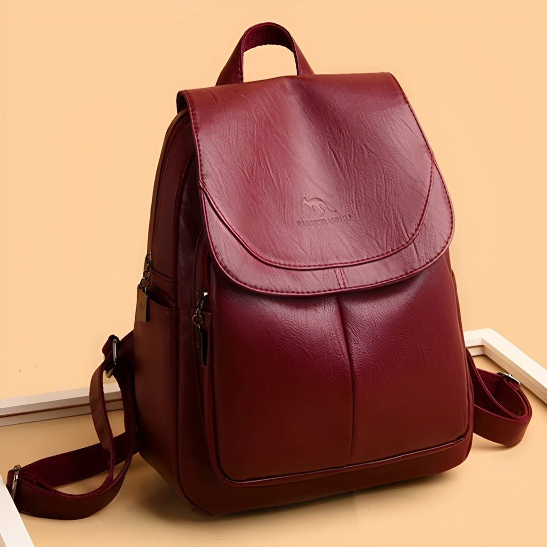 Durable women's leather office bag, a versatile and stylish rucksack that complements your daily fashion.