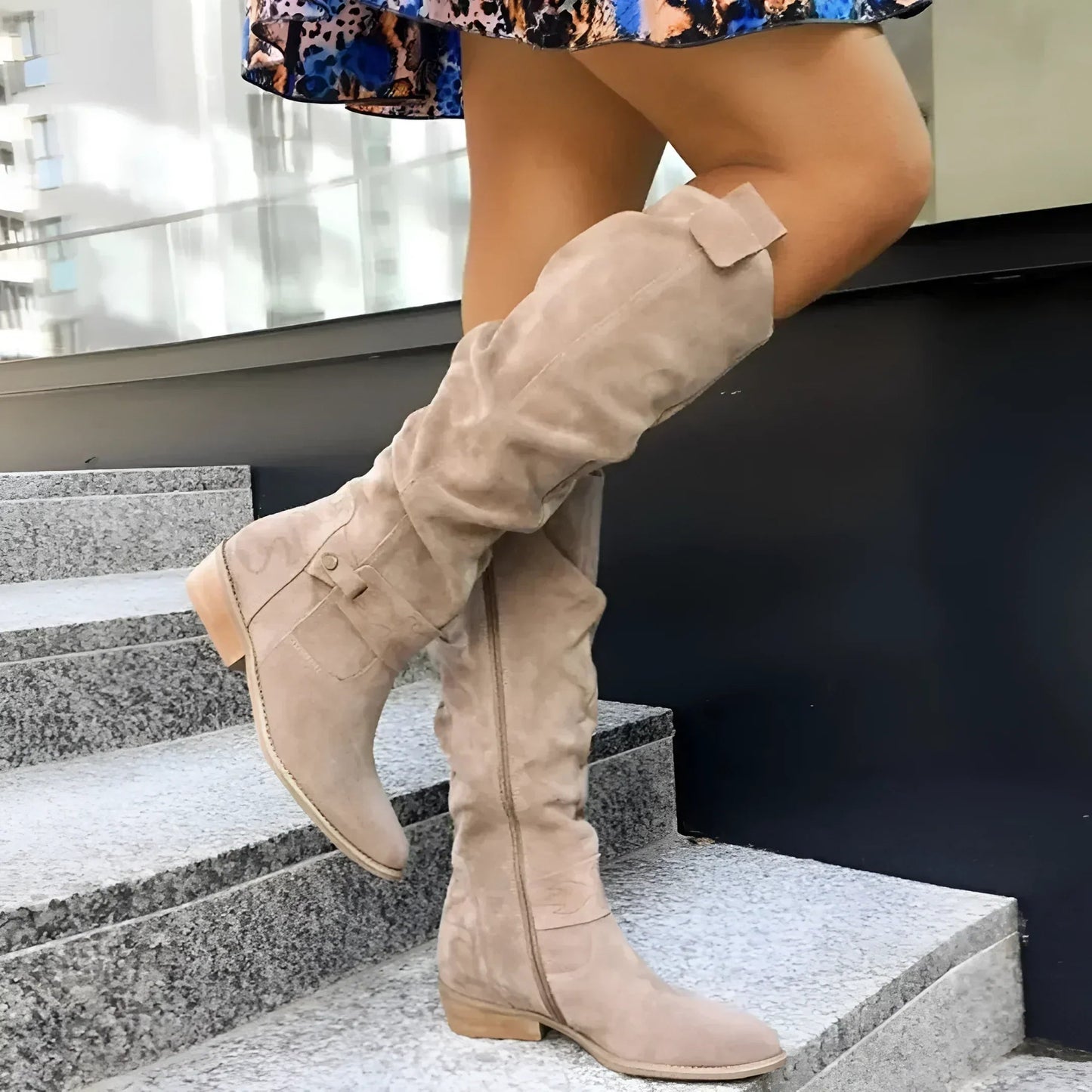 Stylish women's knee high boots with convenient side zipper, perfect for elegant fall & winter fashion.