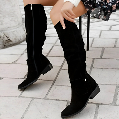 Comfortable & stylish women's knee high boots with a practical side zipper. Durable classic footwear.