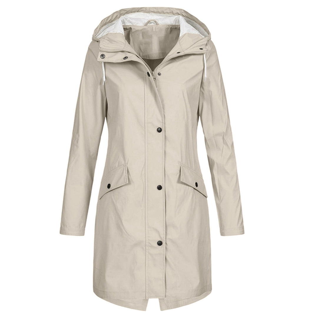Women's hooded lightweight raincoat, perfect for daily commutes, ensuring dry comfort and chic style.
