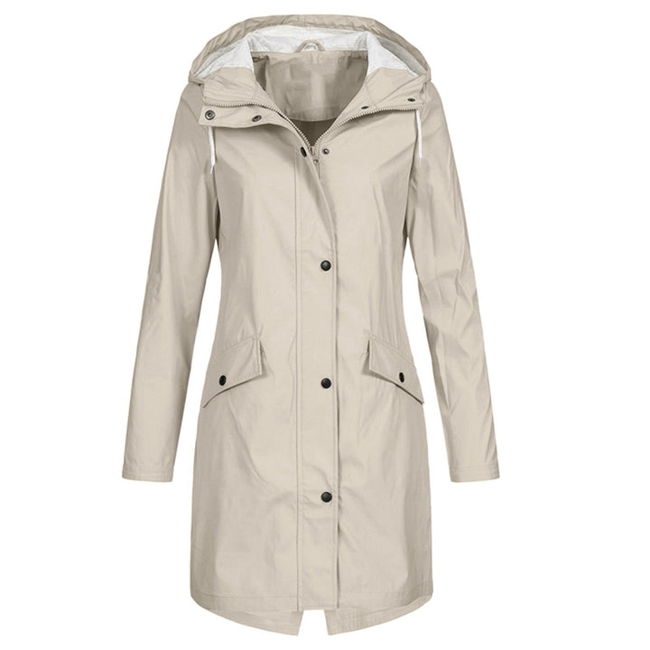 Women's hooded lightweight raincoat, perfect for daily commutes, ensuring dry comfort and chic style.
