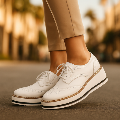Versatile women's fashion oxford platform shoes, ideal for dressy or casual outfits. Supportive & comfortable.