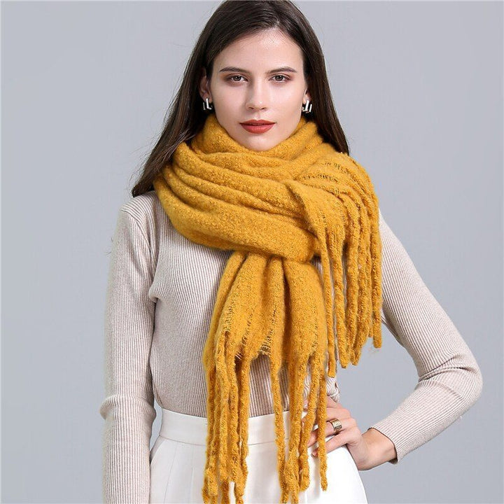 Elira cozy plaid women's scarf, elegant and warm winter accessory.