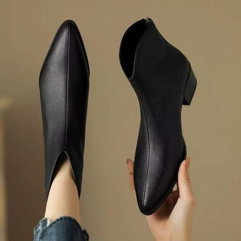 Comfortable women's pointed toe heeled ankle boots, stylish and great for extended wear.