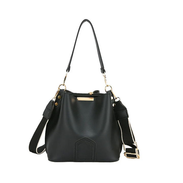 Premium women's leather shoulder bag, a stylish and durable handbag featuring a practical clip closure.