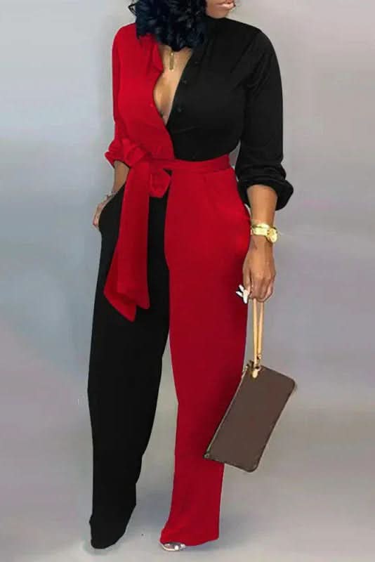 Chic women's V-neck jumpsuit, a versatile and comfortable one-piece outfit for effortless style & summer wear.