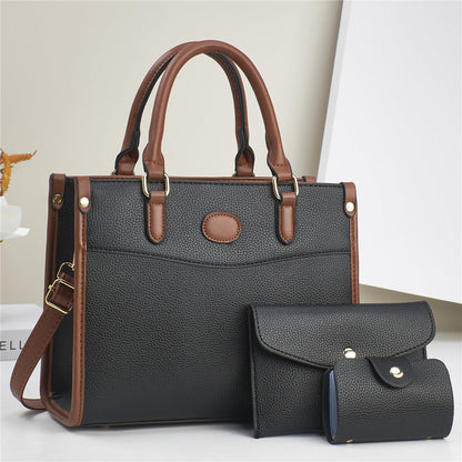 Stylish Women's Verona Trio 3-in-1 handbag set: tote, shoulder bag, and wallet. Versatile fashion accessory.