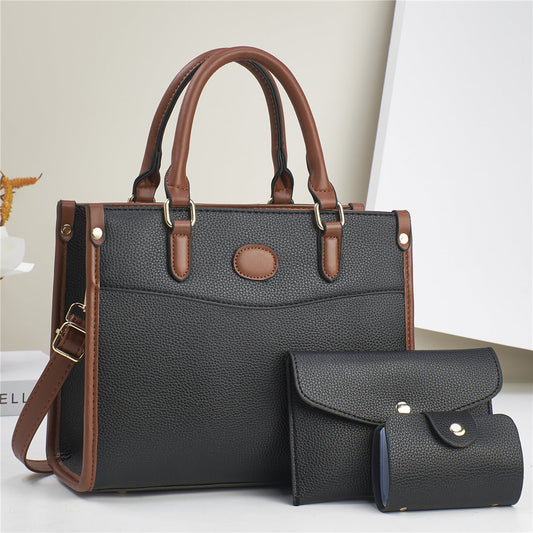 Stylish Women's Verona Trio 3-in-1 handbag set: tote, shoulder bag, and wallet. Versatile fashion accessory.