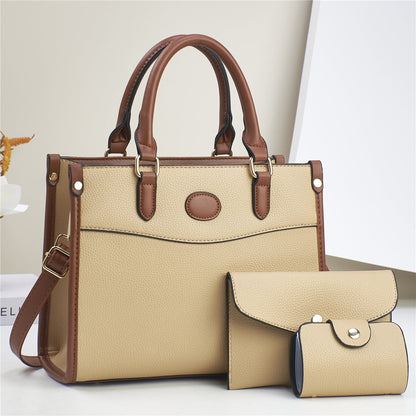 Fashionable Verona Trio 3-in-1 handbag set for women. Tote, shoulder bag, & wallet offer versatile style and function.