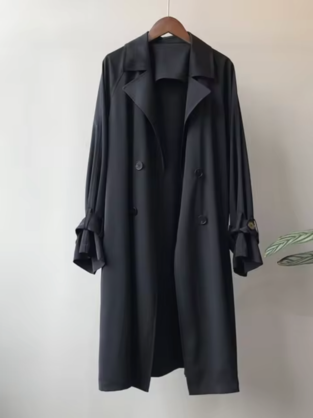Stylish women's waterproof double-breasted trench coat with lapel collar. Perfect for business casual fashion.