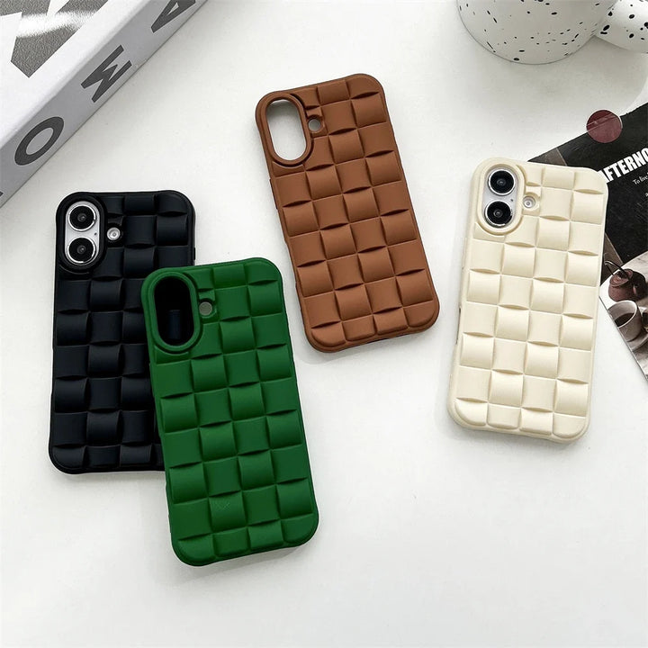 Durable woven iPhone case for women with shockproof protection & premium grip, securing your phone in style.