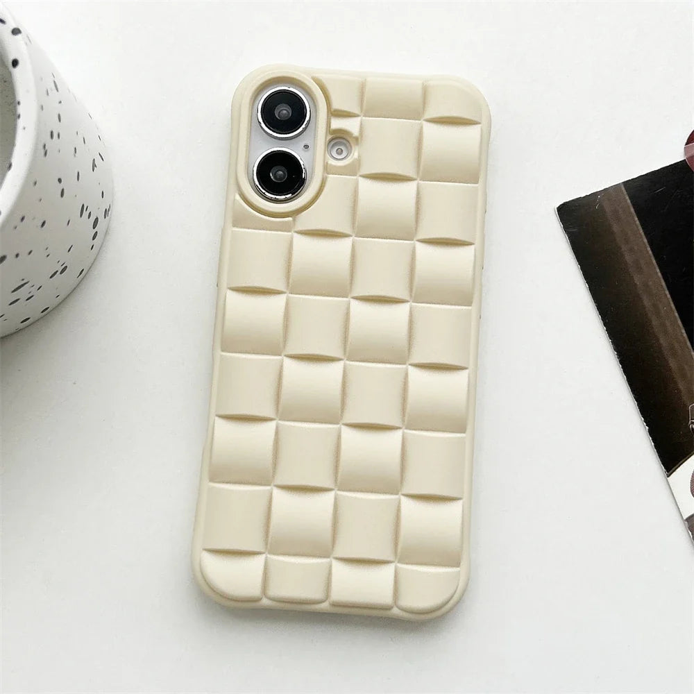 Elegant woven iPhone case for women, designed for durability, enhanced grip, and a touch of modern style.