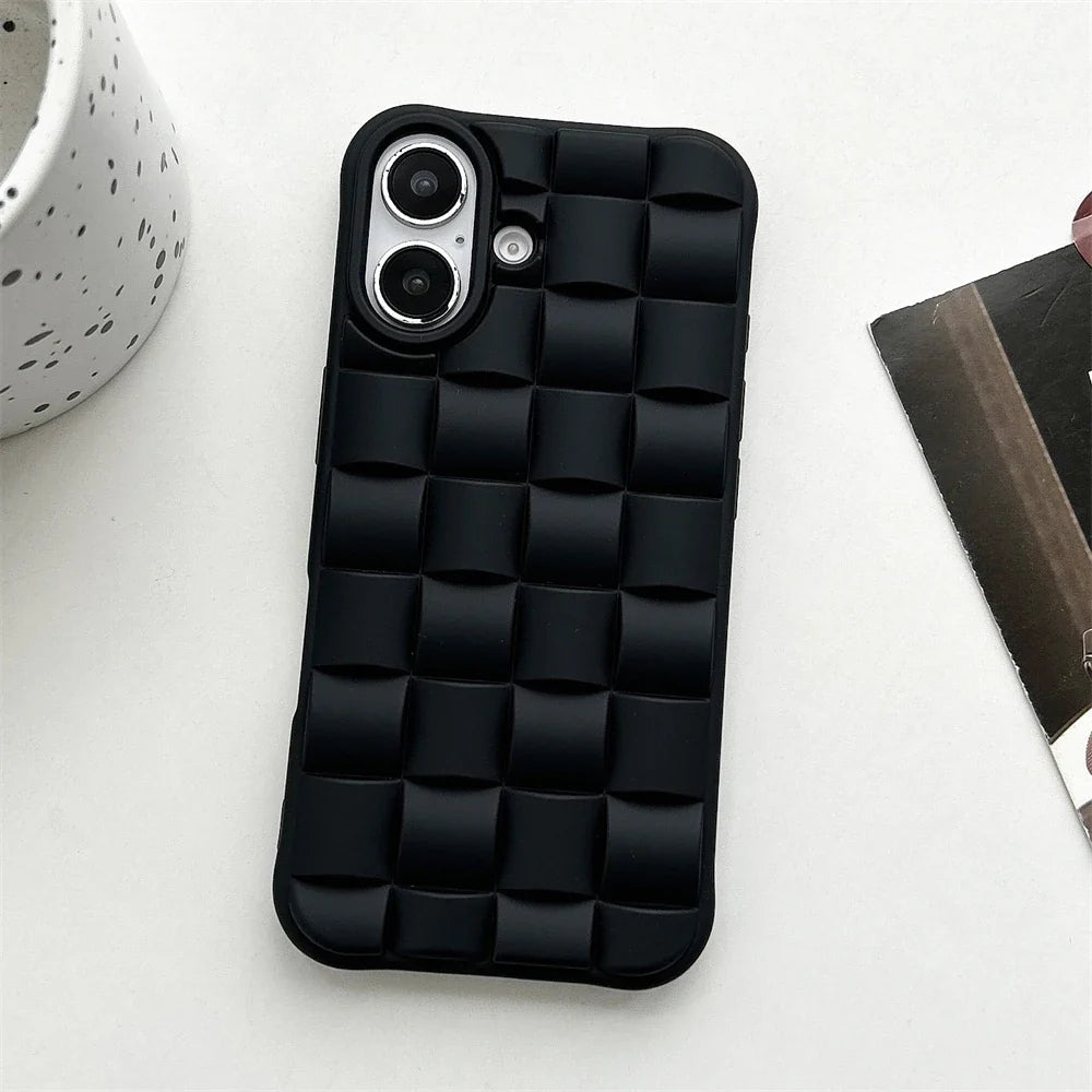 Chic woven canvas iPhone accessory for women, combining lightweight style with durable, shockproof phone protection.