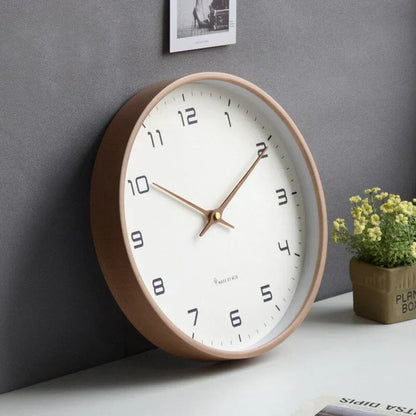 Timeless silent wooden wall clock, natural wood grain, adds a peaceful & elegant touch to any room.