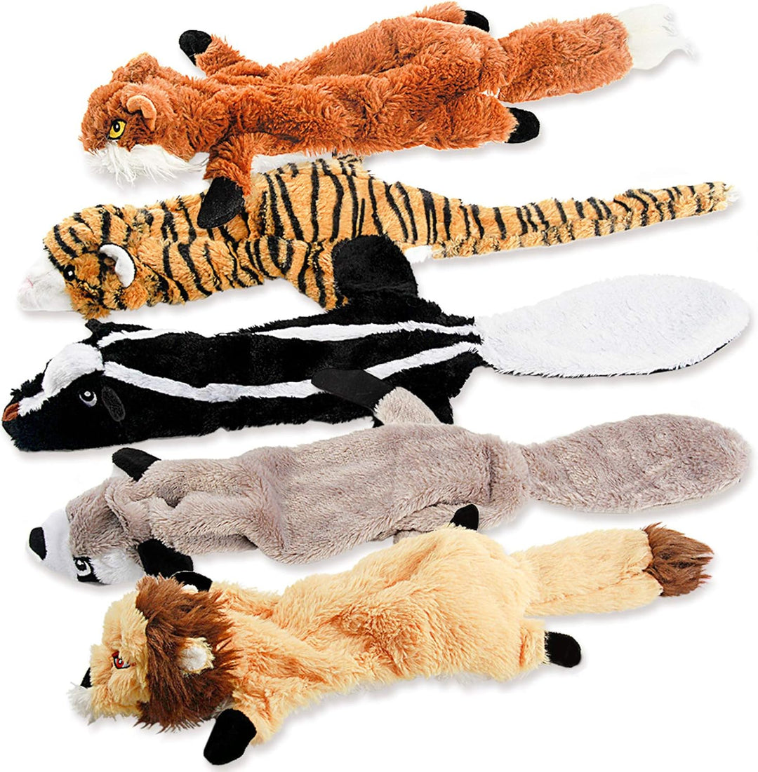 Sustainable squeak dog toys 5-pack. Durable, stuffing-free enrichment for all breeds, including puppies.