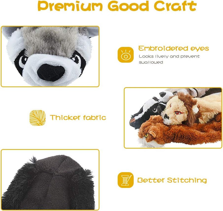 Durable chew dog toys, a 5-pack of sustainable squeak toys for puppies & active dogs. Great pet enrichment.