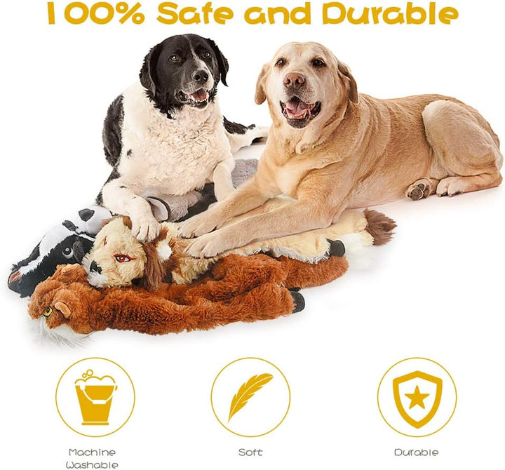 Durable 5-pack of sustainable squeak dog toys. Stuffing-free & chew-safe, perfect interactive pet supplies for all dogs.