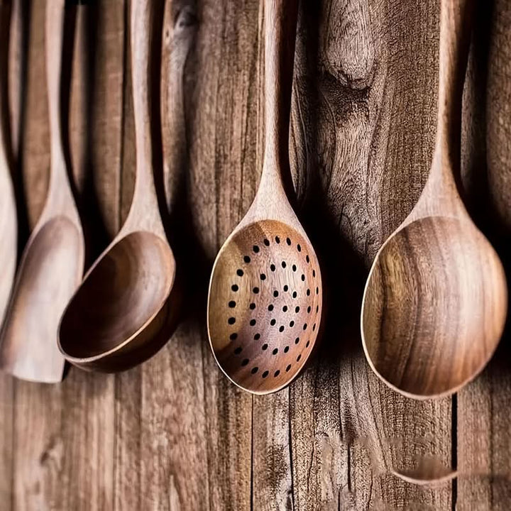 Premium teak cooking tools for home chefs. Sustainable kitchenware, perfect for serving and everyday cooking.