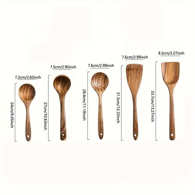 Versatile teak cooking utensils. Durable, sustainable wood spatula, spoon, & turner for all kitchen tasks.