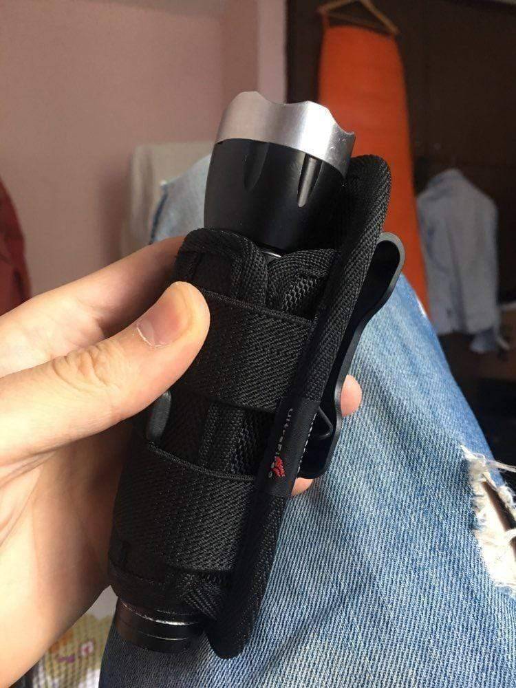 Durable black tactical holster for camping and hiking survival torch light
