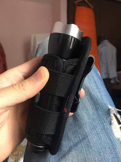 Durable black tactical holster for camping and hiking survival torch light