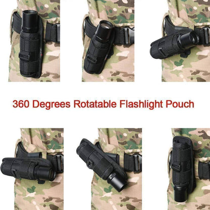 Black survival torch light holster, perfect for tactical, camping, and outdoor use