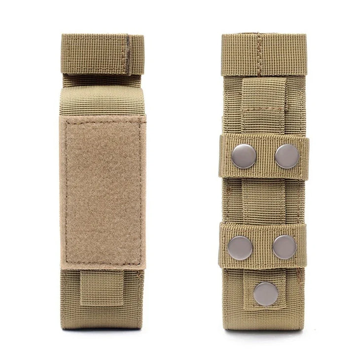 Compact tactical tourniquet holder, robust nylon pouch for effective emergency medical response.