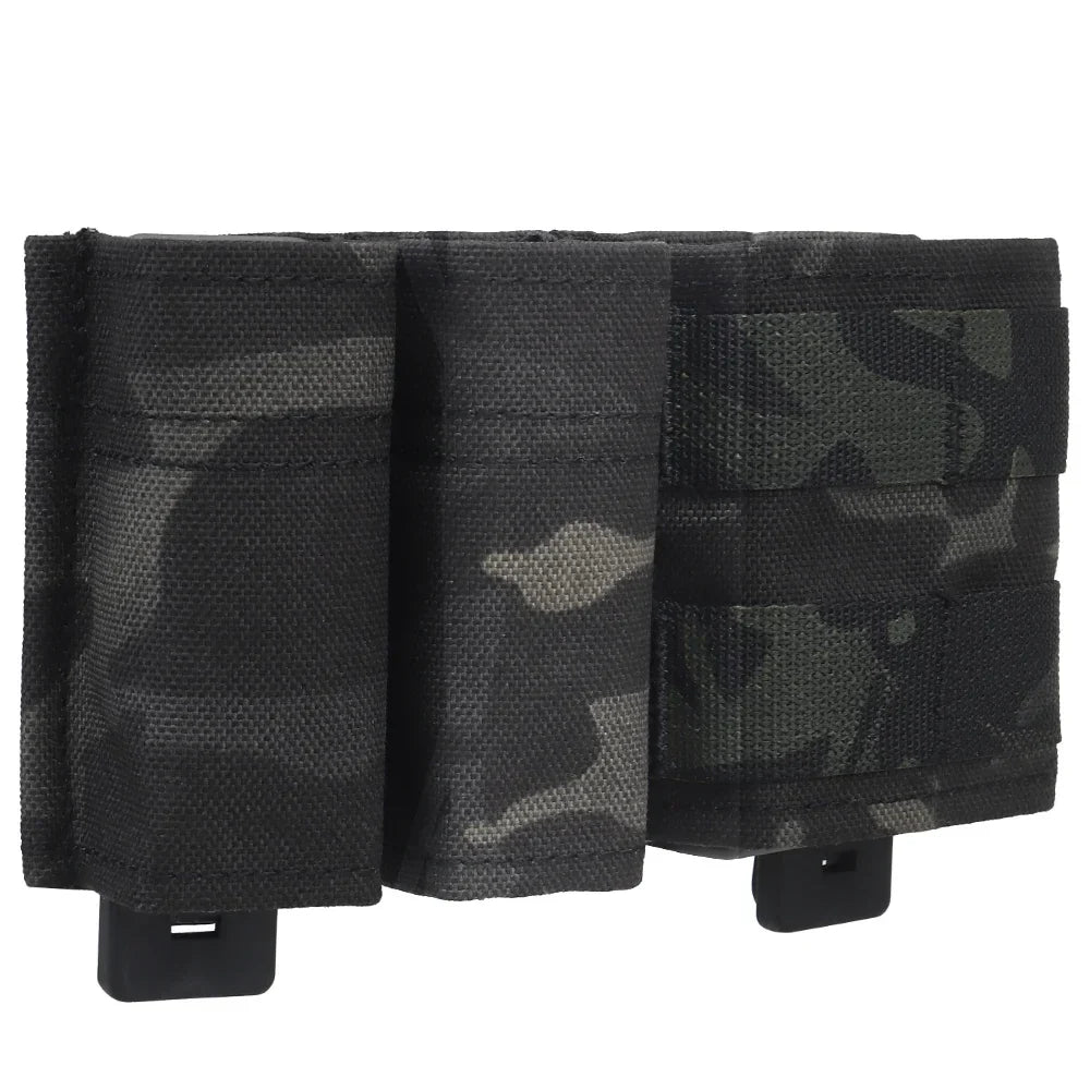 Versatile tactical double magazine pouch in coyote, fits 9mm and 5.56 magazines, military-grade