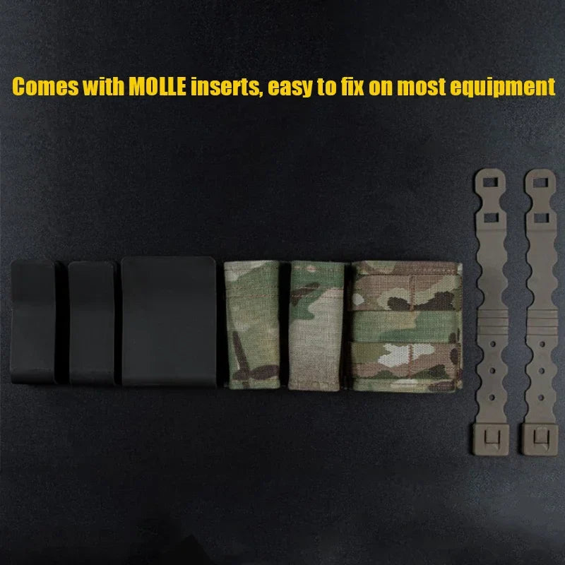 MOLLE compatible tactical double magazine pouch, rugged nylon, secures 9mm and 5.56 ammo for hunting