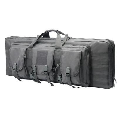 Tactical double rifle backpack, black, padded, for secure gun transport, outdoor gear