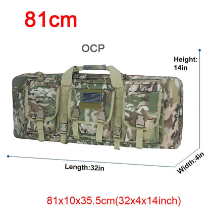 Black double rifle bag, adjustable straps, MOLLE webbing, versatile for tactical gear