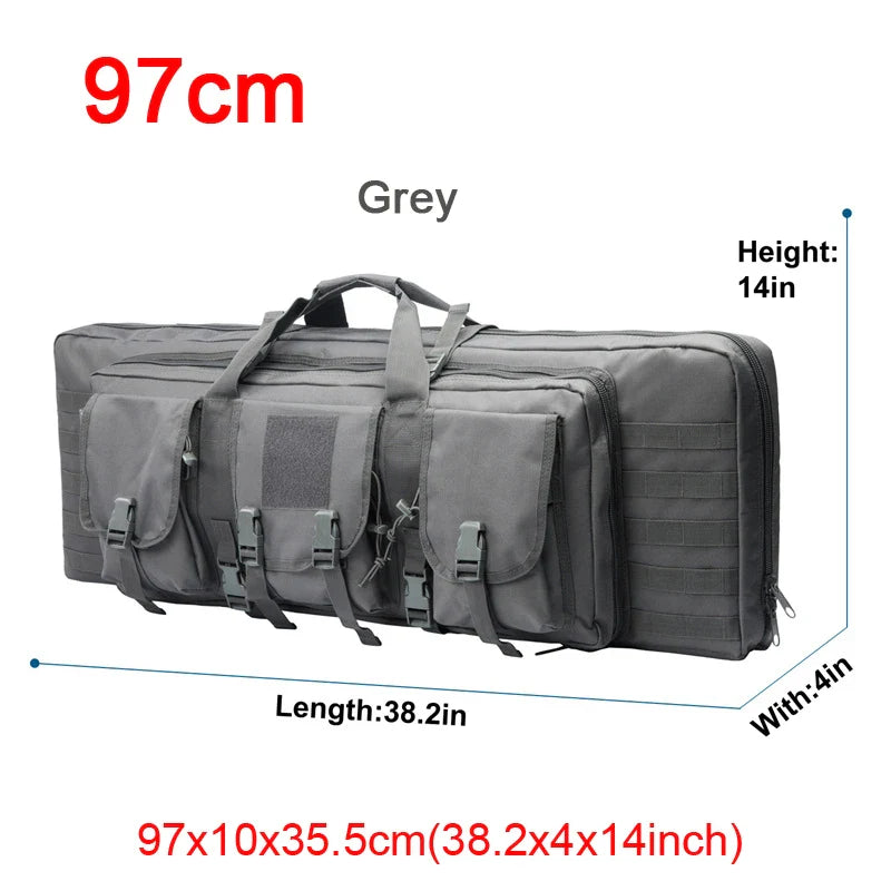 Dual rifle tactical carrier, black, integrated storage for magazines & accessories
