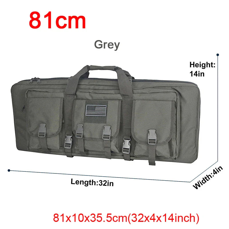 Black tactical double rifle backpack, versatile carrying options, secure firearm storage