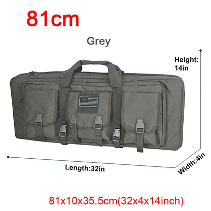 Black tactical double rifle backpack, versatile carrying options, secure firearm storage